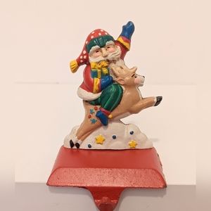 Midwest Santa Claus Riding Reindeer Christmas Stocking Cast Iron